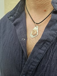 Image 4 of Mens Necklace - Rustic Copper Swirl & Sterling Silver 