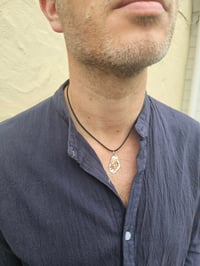 Image 8 of Mens Necklace - Rustic Copper Swirl & Sterling Silver 