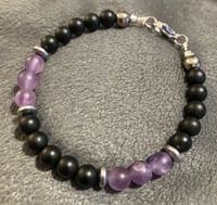 Image 3 of Matte Black Onyx, Matte Amethyst & Silver Hematite - Size 6.5