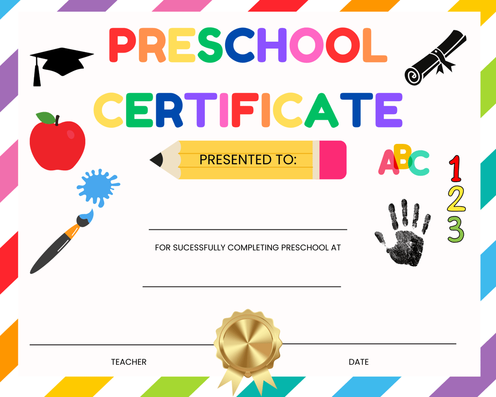 Image of Preschool Graduation Invitation and Certificate Bundle