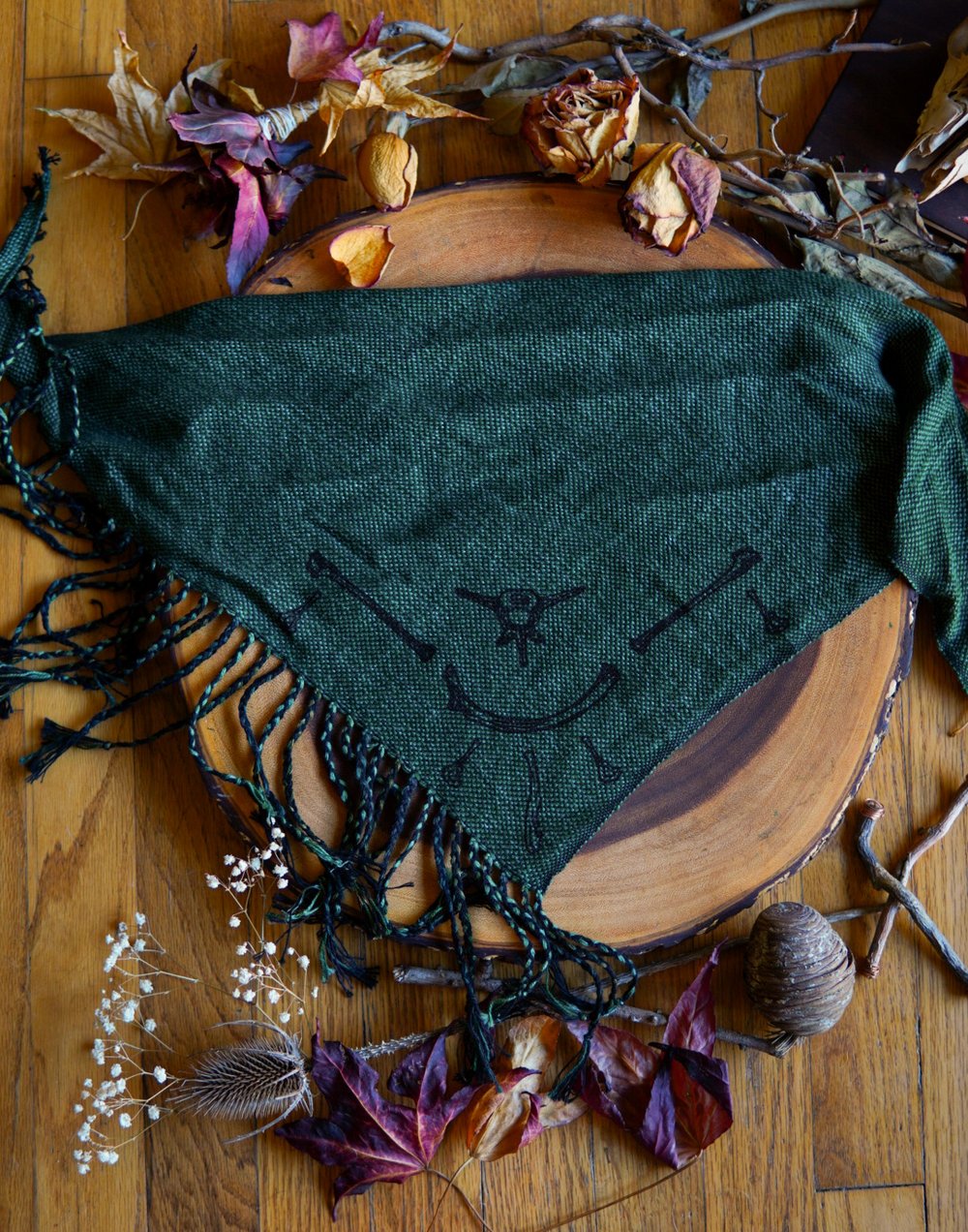 Image of Woven Kerchief  - Mossy Bones 