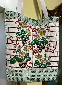 Image 1 of Vintage Garden-Themed Quilted Tote