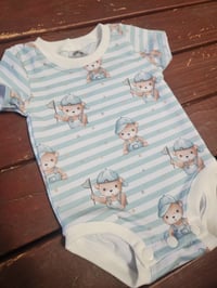 Image 1 of Bear on Lines Sky Bodysuit
