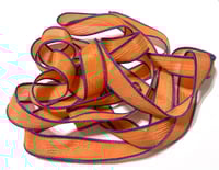 Image 1 of 1PC. PUMPKIN PATCH 42" hand dyed wrist wrap bracelet silk ribbon//Yoga wrist wrap bracelet ribbon