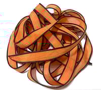 Image 1 of 1PC. PUMPKIN 42" hand dyed wrist wrap bracelet silk ribbon//Yoga wrist wrap bracelet ribbon