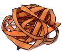 Image 4 of 1PC. PUMPKIN 42" hand dyed wrist wrap bracelet silk ribbon//Yoga wrist wrap bracelet ribbon