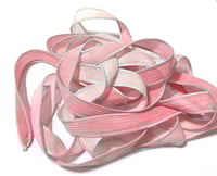 Image 5 of 1PC. MINTY CORAL 42" hand dyed wrist wrap bracelet silk ribbon//Yoga wrist wrap bracelet ribbon