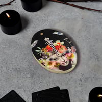 Image 1 of She Follows the Rhythm of the Moon - Oval Shaped Ornament - Wood Magnet - Lunar Art 