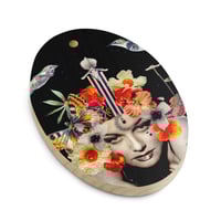 Image 2 of She Follows the Rhythm of the Moon - Oval Shaped Ornament - Wood Magnet - Lunar Art 