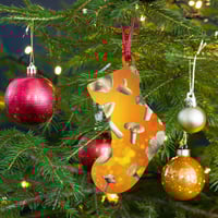 Image 2 of Peace by The Light of the Shroom - Wooden Ornament - Stocking Shape - Wood Magnet 