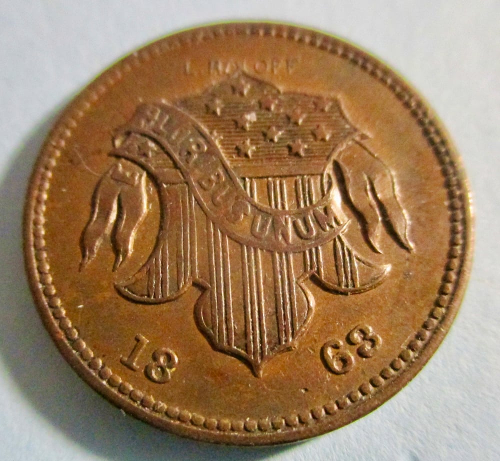 #185-CIVIL WAR SALEL: STORECARD TOKEN, STAUDINGER'S ON BROADWAY, NEW YORK CITY