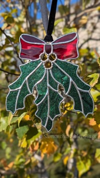 Image 3 of Holly Suncatcher - Mirror Glass Bow