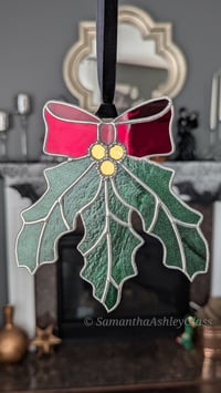 Image 4 of Holly Suncatcher - Mirror Glass Bow