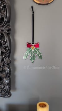 Image 1 of Holly Suncatcher - Mirror Glass Bow