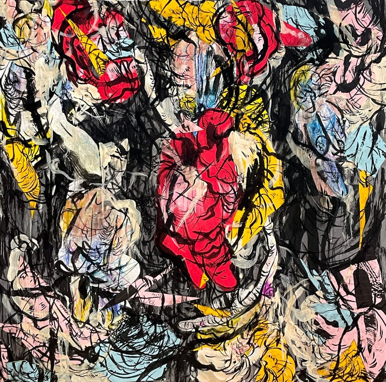 Image of "The Film" collage/painting/test pressing (I)