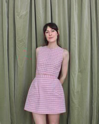 Image 4 of Ready-to-ship Polly top cropped blouse - Pink embroidered check