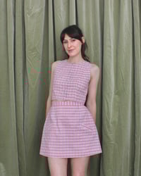 Image 1 of Ready-to-ship Polly top cropped blouse - Pink embroidered check