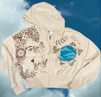 “Watching, wondering” zipper hoodie Small