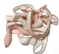 Image 2 of 1PC. SHELL PINK OMBRE 42" hand dyed wrist wrap bracelet silk ribbon//Yoga wrist wrap bracelet ribbon