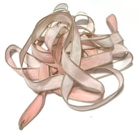 Image 1 of 1PC. SHELL PINK OMBRE 42" hand dyed wrist wrap bracelet silk ribbon//Yoga wrist wrap bracelet ribbon