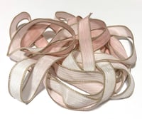 Image 5 of 1PC. SHELL PINK OMBRE 42" hand dyed wrist wrap bracelet silk ribbon//Yoga wrist wrap bracelet ribbon