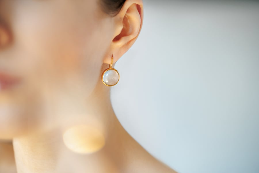 Image of "Golden shine" gold plated silver earrings with rock crystals · RADII AURATI ·