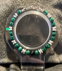 Image 3 of Malachite, Bright Silver Hematite & Black Tourmaline - Size 6.5