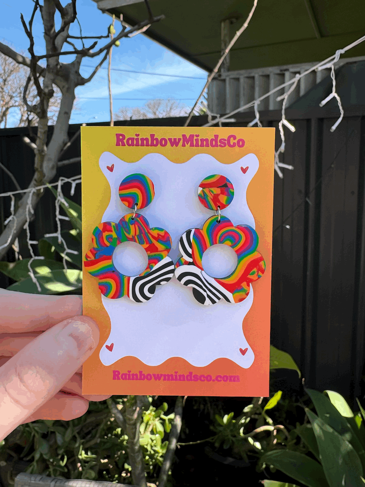 Rainbow swirl bright polymer clay earrings handmade in Australia
