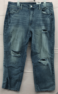 Image 1 of New Time and Tru High Rise Distressed Straight Crop Jeans Size 18 Women Casual