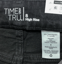 Image 3 of New Time and Tru High Rise Black Denim Straight Crop Jeans Size 8 Women Casual