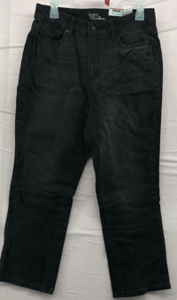 Image 1 of New Time and Tru High Rise Black Solid Straight Crop Jeans Size 10 Women Casual