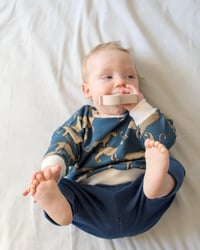 Image 3 of LEGGING ALMA côtelé bleu nuit | Coton biologique