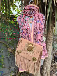 Image 1 of Thassos scarf -baby pink and pale trim