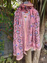 Image 2 of Thassos scarf -baby pink and pale trim