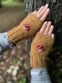 Image 1 of “Toadstool” fingerless mittens - Mimosa - Ready to ship