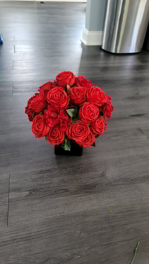 Image of White Silk  flower small Vase Centerpieces , 5 inch x 5 inch vase 