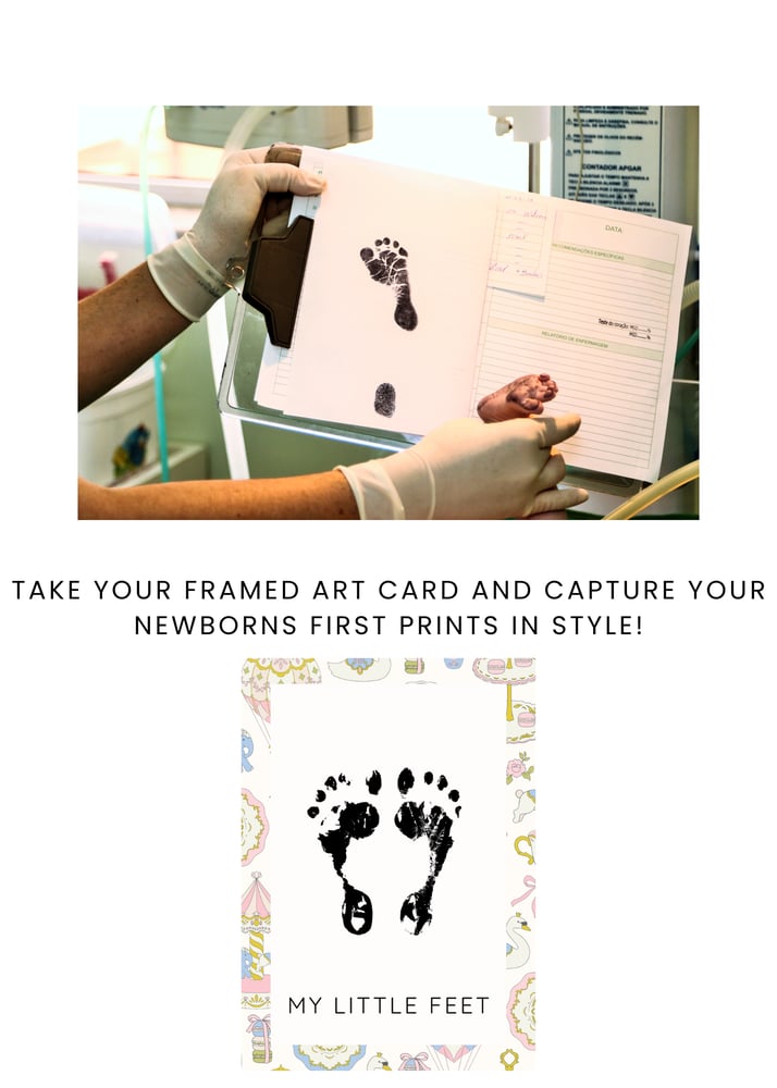 Image of Baby's Footprints Framed Art Card Christmas Prints