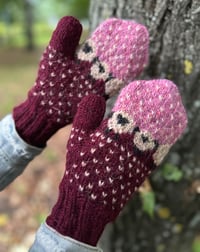 Image 1 of “Baa-ble” mittens - Maroon - Ready to ship