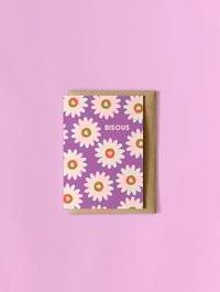 Image 1 of Carte de Voeux "Bisous" - Fleurs Roses