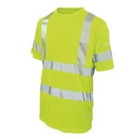 Image 3 of ST07 Mircro Mesh Short-Sleeve Safety T-shirt with Pocket-Fluorescent Green