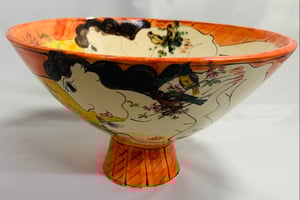Image of Medium orange footed bowl