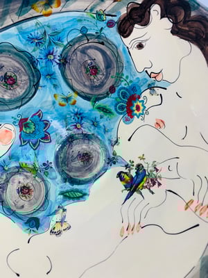 Image of Large grey and light blue footed bowl