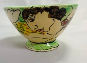 Image of Small green and yellow bowl