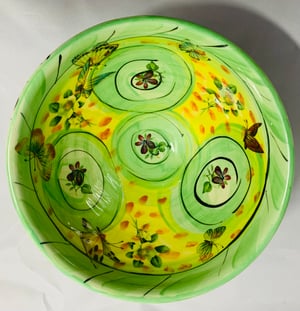Image of Small green and yellow bowl