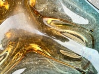 Image 12 of Grand vide-poche Sommerso en verre bleu jaune - Murano Venise  Artisanat d'Art 1970