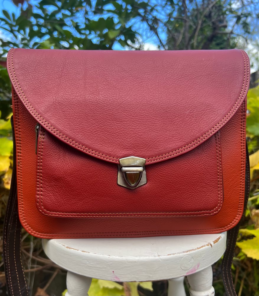 Image of Harlequin Collection - Large Red/Orange Buffalo Bag #VSS1