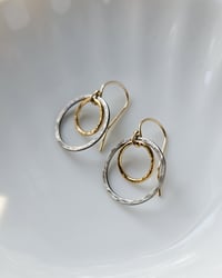 Image 4 of Oxidised silver and gold circle earrings