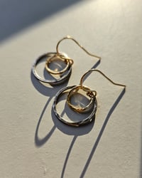 Image 3 of Oxidised silver and gold circle earrings
