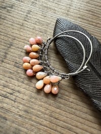Image 1 of Pink Opal hoops earrings/ n17
