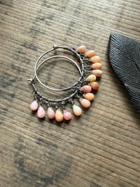 Image 8 of Pink Opal hoops earrings/ n17